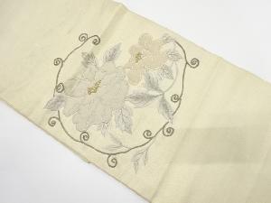 アンティーク　牡丹唐草模様刺繍袋帯（材料）